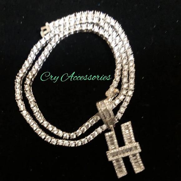 Baguette Initial & Tennis Chain - Picture 1 of 2